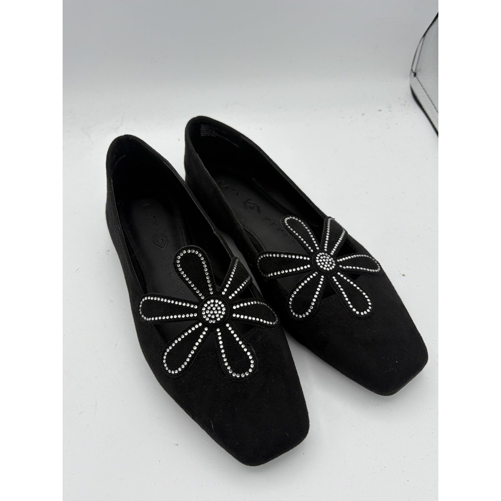Katy Perry Shoes Womens Size 8.5 Black Eve Daisy Flats Rhinestone KP3235